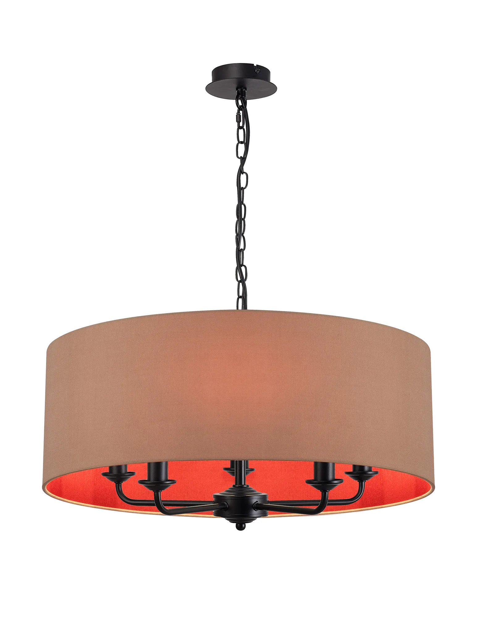 DK1043  Banyan 60cm 5 Light Pendant Matt Black; Antique Gold